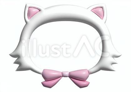 ぷっくりフレーム 猫 ホワイト