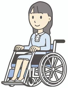  ワンピースお嬢様-294-全身 車いす,お嬢様,女性,女の子,オシャレ,人物,かわいい,障害者,車椅子,座るのイラスト素材