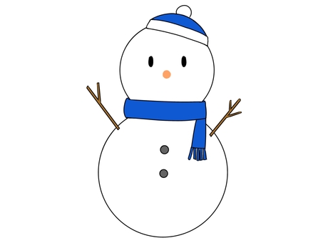 雪だるま 青い帽子 青いマフラー 雪だるま,スノーマン,マフラー,ニット帽,冬,クリスマス,帽子,雪,かわいい,ゆるキャラのイラスト素材