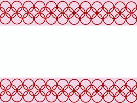 レトロな柄のフレーム3 レトロ,和柄,フレーム,丸,赤,くすみピンクのイラスト素材