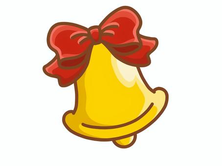 ベル（リボン） ベル,鈴,リボン,赤,黄色,かわいい,手描き,一つ,一個,ワンポイントのイラスト素材