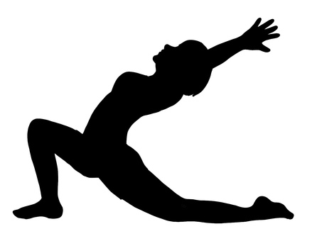 Illustration, yoga, silhouette, monkey pose, 