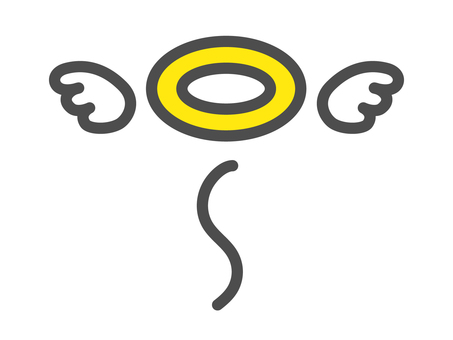 かわいい天使の輪と羽のイラスト 天使の輪,天使,昇天,成仏,死亡,死,魂,輪,羽根,かわいいのイラスト素材
