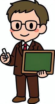 茶色の男性の先生です。 授業,先生,シンプル,教師,黒板,学び,勉強,指導,学習,説明のイラスト素材