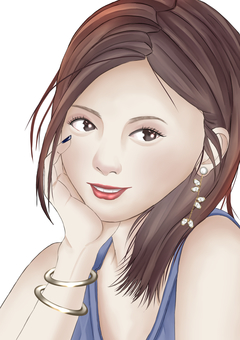 女性イラスト 女性イラスト 女性,顔,人物,ピアス,ネイルのイラスト素材