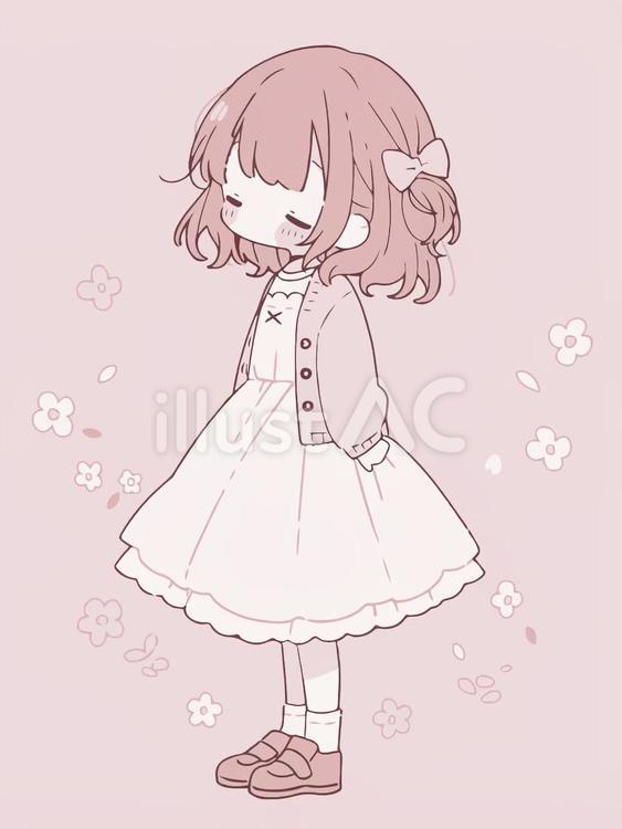 目を閉じているの女の子 女の子,萌え系,かわいいのイラスト素材