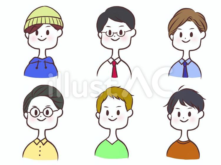 若い男性の顔アイコン アイコン,男性,複数のイラスト素材