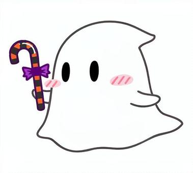 杖キャンディを持つおばけ ハロウィン,おばけ,オバケ,かわいい,秋,シンプル,可愛い,10月,イベント,子供向けのイラスト素材