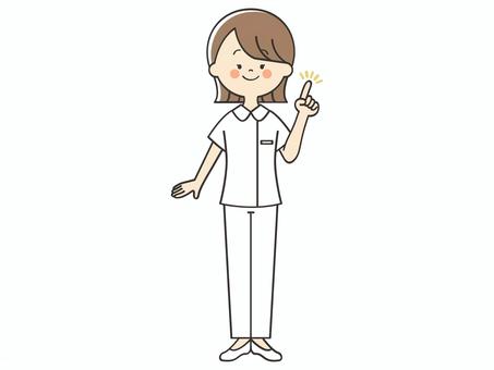 指差しする女性看護師 看護師,笑顔,ポイント,指差し,説明,教える,解説,注目,注意,アドバイスのイラスト素材