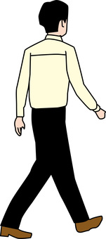 歩行者後ろ姿 歩行者,歩く,カッター,ズボン,若い,男性,斜め,後ろ姿のイラスト素材