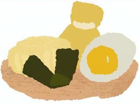 おでん(たまご・餅巾着・大根・昆布) おでん(たまご・餅巾着・大根・昆布) おでん,大根,昆布,餅巾着,たまご,忘年会,晩酌,飲み会,居酒屋のイラスト素材