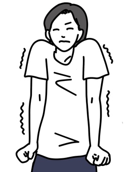 肩の漸進的筋弛緩法 女性,肩,上げる,すぼめる,プルプル,漸進的筋弛緩法,緊張,震える,拳,力むのイラスト素材