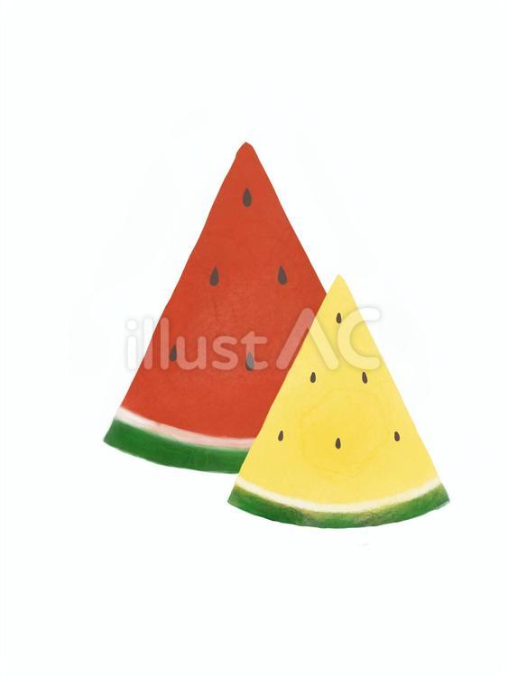 赤と黄色のスイカ スイカ,果物,野菜のイラスト素材
