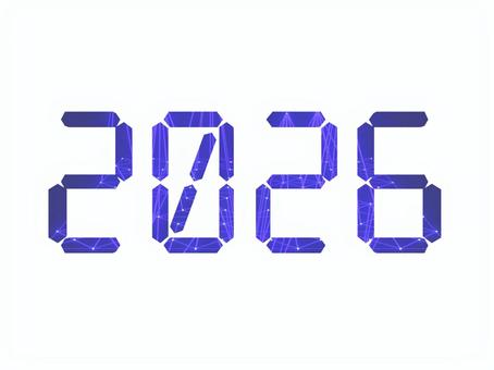 年賀状の2026年のサイバーイメージ数字 年賀状,2026,2026年,青,近未来,テクノロジー,デジタル,サイバー,イメージ,ネットワークのイラスト素材