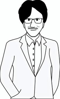 Illustration, middle aged, male, formal, 