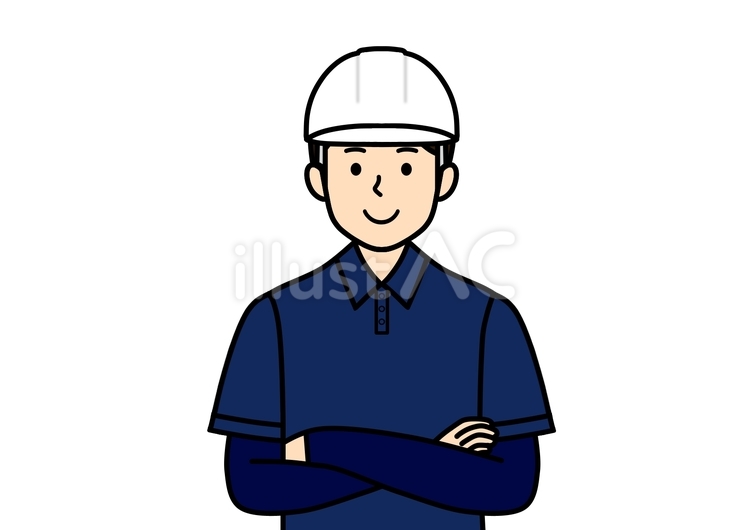 腕組み姿の屋根職人・塗装工・建築業の男性 腕組み,塗装工,屋根職人のイラスト素材