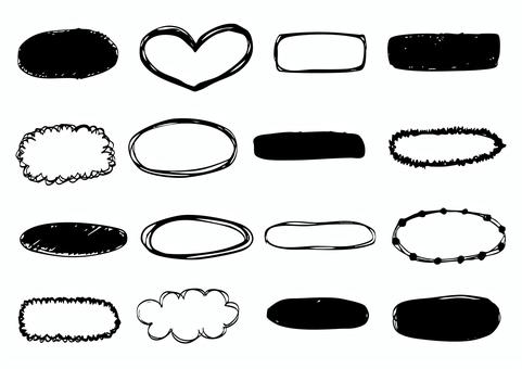 マーカー手書きフレームセット ふき出し,フレーム,ベクター,線,スケッチ,ブラシ,ボールペン,落書き,ペンキ,インクのイラスト素材
