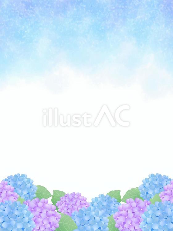 梅雨、あじさいのフレーム、背景47 紫陽花,梅雨,あじさいのイラスト素材