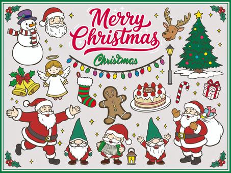 クリスマス素材-3 クリスマス素材-3 クリスマス,素材,雪だるま,スノーマン,サンタ,サンタクロース,トナカイ,セイヨウヒイラギ,クリスマスツリー,オーナメントのイラスト素材