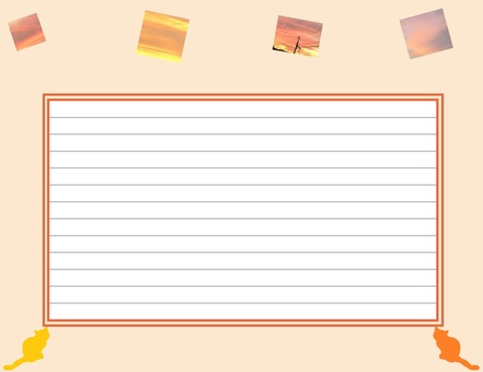 夕日と猫の便箋 夕日,猫,便箋,動物,オレンジのイラスト素材