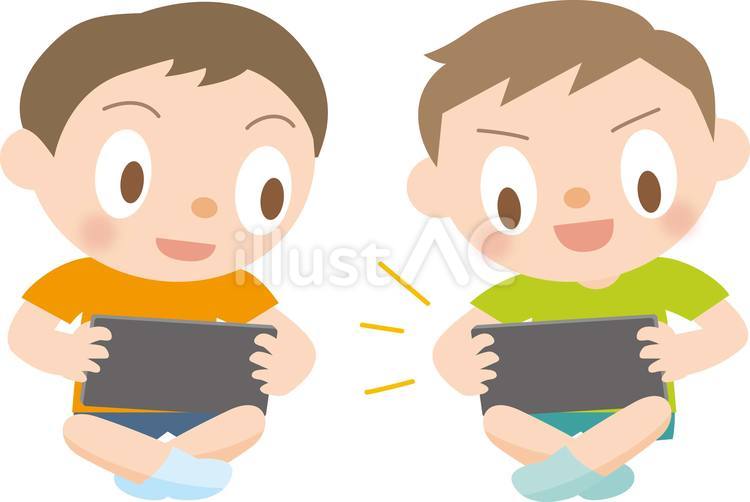 ゲームをする男の子 ゲーム,携帯ゲーム,男の子のイラスト素材