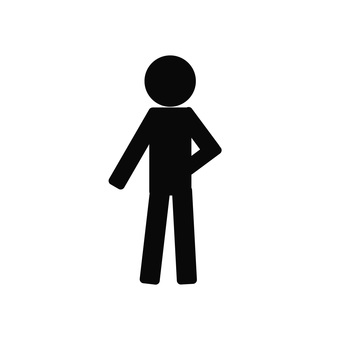 片手を腰にあてた男性のシルエット 男性,人物,シルエット,ポーズ,立ち姿,人型,黒,シンプル,アイコン,デザインのイラスト素材