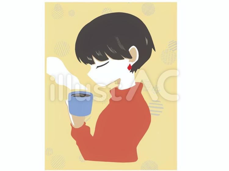 Girl drinking hot drink, JPG and PNG Girl drinking hot drink, girl, cute, icon, JPG and PNG