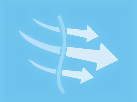 通気性イメージ3（透ける白色） 通気性,機能,アイコン,空気,発散性,矢印,軽い,通る,こもらない,涼しいのイラスト素材