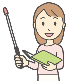 ロングヘア女性-178-バスト ポインター,女性,女の子,人物,かわいい,ポイント,説明,勉強会,プレゼンテーション,講義のイラスト素材