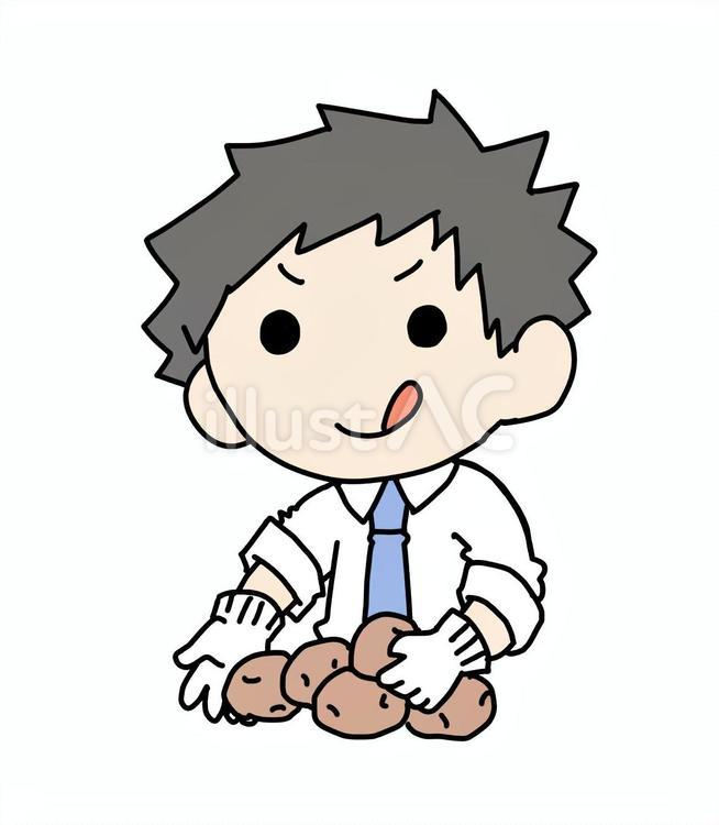得意げにジャガイモ選別する男性 男性,ジャガイモ,選別のイラスト素材