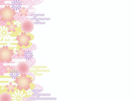 Japanese Pattern Sakura Frame, and handle, japanese style, chrysanthemum, JPG, PNG and AI