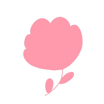 かわいい花のシルエットイラスト 花,植物,自然,葉,花びら,ピンク,シルエット,シンプル,イラスト,素材のイラスト素材
