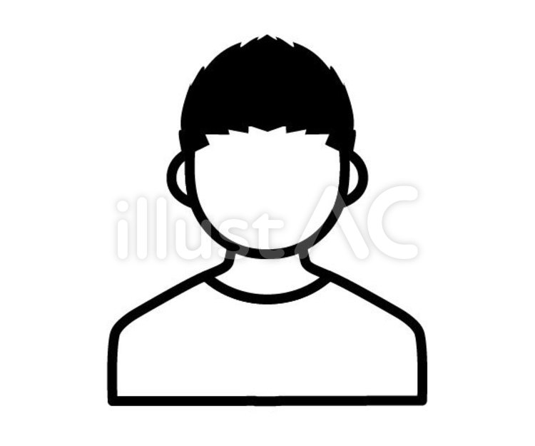 襟なし：男性1 男,シルエット,黒のイラスト素材