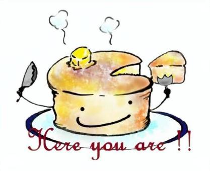 LOVE　ほっとけーき ホットケーキ,ケーキ,おいしい,かわいい,ほっこり,文字入り,手描き,ホカホカ,ティータイム,ヌン活のイラスト素材