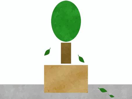 シンプルな木のイラスト シンプル,木,葉,植物,鉢,水彩風のイラスト素材