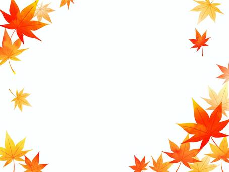 ふわっと紅葉が散らばったフレーム 紅葉,秋,背景,もみじ,フレーム,和柄,枯葉,紅葉狩り,グラデーション,水彩のイラスト素材