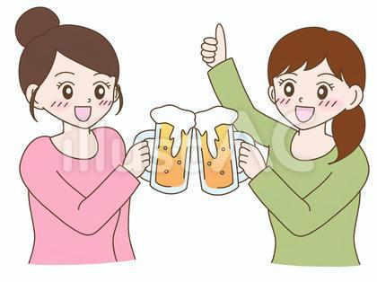 乾杯するビールを飲む女性たち