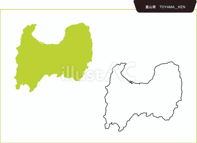 地図　富山県 地図,富山県,中部地方のイラスト素材