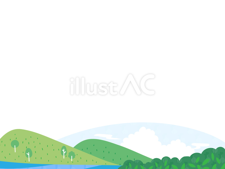 里山の風景のフレームイラスト3 里山,風景,山のイラスト素材