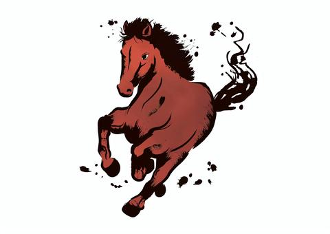 馬イラスト71 馬,午,栗毛のイラスト素材
