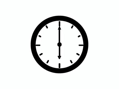 壁掛け時計（6時） 時計,時間,インテリア,六時,シンプル,手描き,マーク,壁掛け時計,アナログ時計,シルエットのイラスト素材