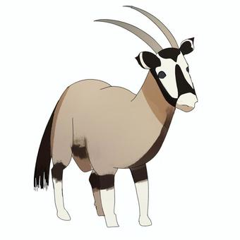 オリックス オリックス,アラビアオリックス,アラビア半島,アラブ,動物,生き物,全身,角,大型動物,絶滅危惧種のイラスト素材