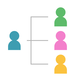 人物の分岐図 人物,組織,フロー,チャート,アイコン,構成,チーム,グループのイラスト素材