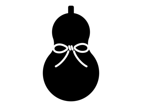 ひょうたん/黒 ひょうたん,アイコン,デフォルメ,ベクター,単品,単体,瓢箪,縁起物,紐,縁起のイラスト素材