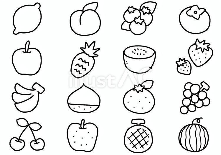 ぬりえ　果物のイラスト　塗り絵　色なし 果物,塗り絵,もものイラスト素材