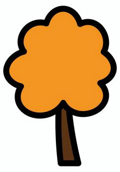 木のイラスト オレンジ 木,植物,樹木,街路樹,自然,幹,葉,植える,庭,ガーデニングのイラスト素材