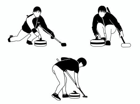 カーリング カーリング,セット,ウインタースポーツ,競技,種目,運動,冬,人,人物,女性のイラスト素材