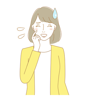 とほほな表情の女性 女性,人物,大人,苦笑い,愛想笑い,汗,主婦,お母さん,ママ,若いのイラスト素材