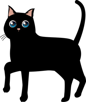 黒猫かわいい　 黒猫,かわいい,目,見つめる,立ち止まる,野良,尻尾,ペットのイラスト素材