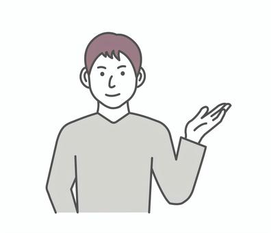 若い男性イラスト / 薦める・紹介する 人物,紹介,日本人,薦める,ナビゲーション,男性,ご案内,ガイダンス,上半身,若いのイラスト素材